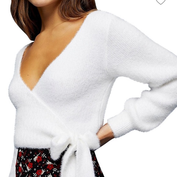 White/ivory wrap top sweater - Picture 2 of 4